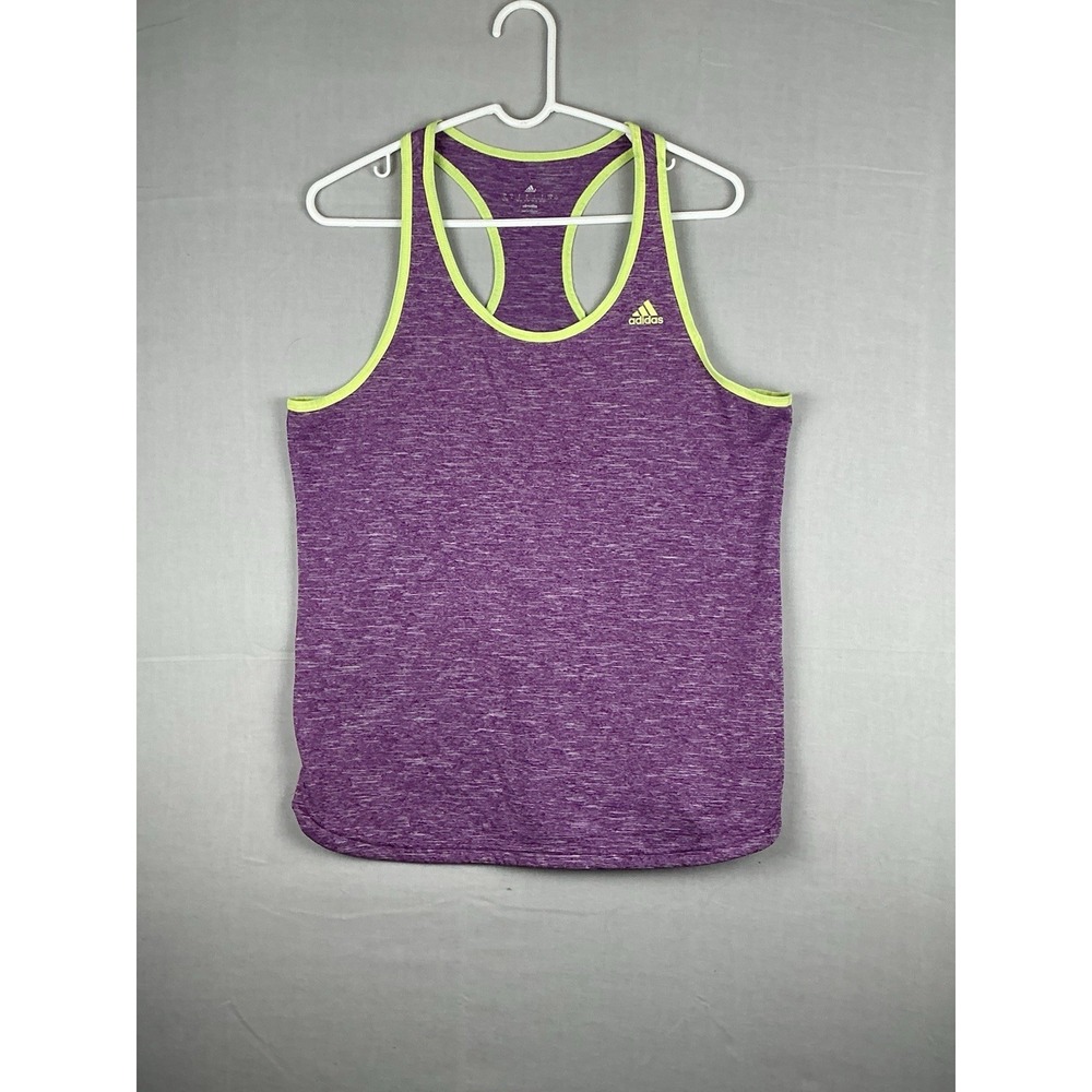 Adidas Climalite Womens Racerback Tank Top Purple Green Trim Athletic L